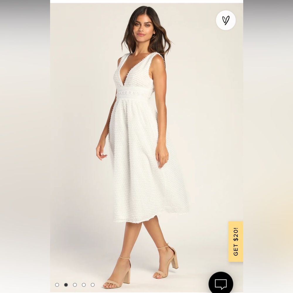 Lulu’s White Textured Lace Midi Dress